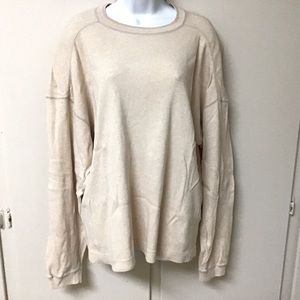 Gap Long Sleeves Pullover Crew Neck Top Mens Small S Oatmeal Natural